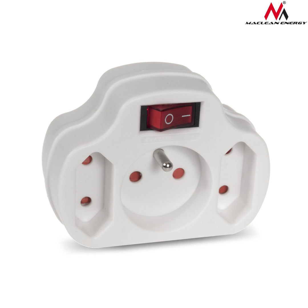 Maclean Energy MCE142 Power Outlet With Triple Switch White