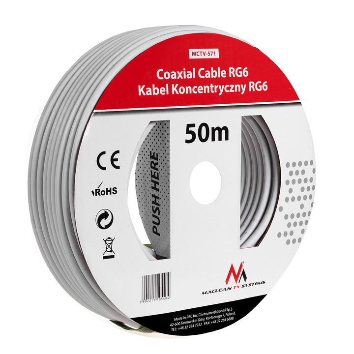 Maclean - MCTV-571 - Coaxial cable 1.0CCS RG6 50M Impedance: 75 Ohm