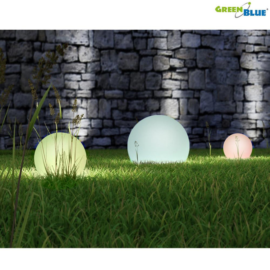 GreenBlue solar lamp, freestanding, garden, sphere 25x25x58cm, RGB LED, GB165