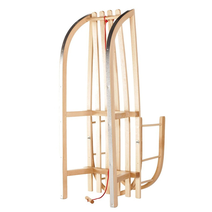 GreenBlue GB136 Sledge Sled Beech Wood Removable Backrest Traditional High Quality Winter Snow