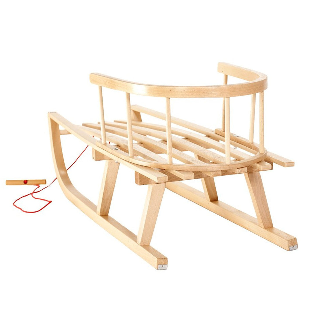 GreenBlue GB136 Sledge Sled Beech Wood Removable Backrest Traditional High Quality Winter Snow