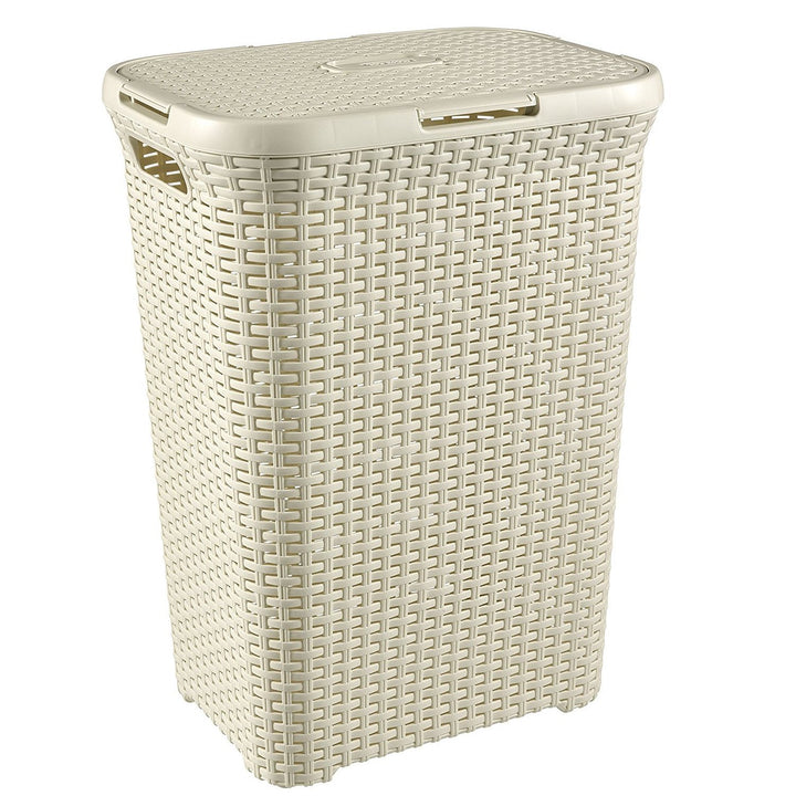 Curver laundry basket, openwork design, 60L, cream, Natural Style