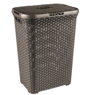 Curver laundry basket, openwork design, 60L, dark brown, Natural Style