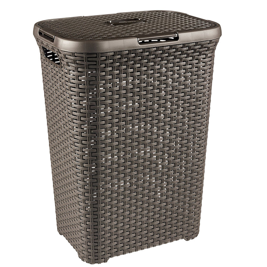 Curver laundry basket, openwork design, 60L, dark brown, Natural Style