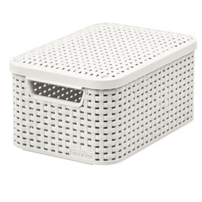 Beige Curved Rattan My Style Basket with Cover