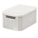 Beige Curved Rattan My Style Basket with Cover