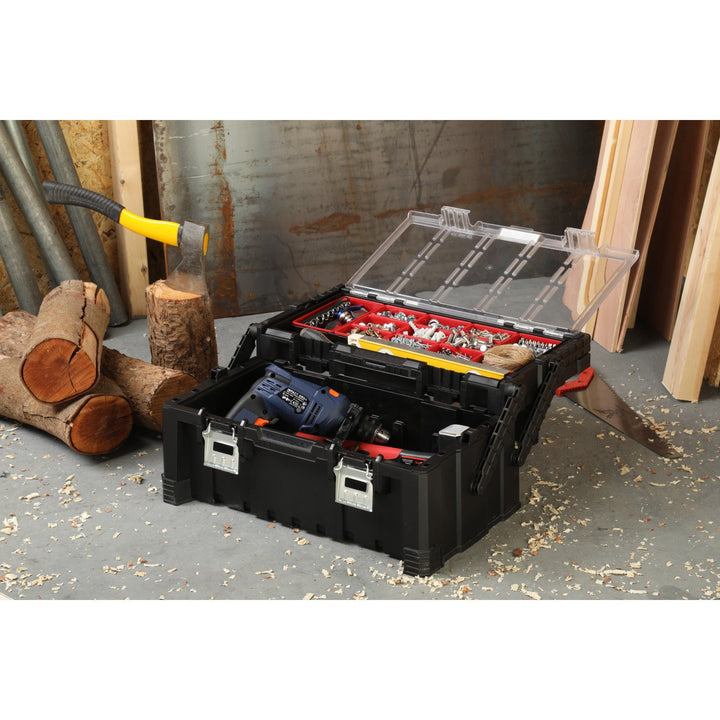 Keter Cantilever Pro 237785 Tool Box 22" Black Handle Clamps Sturdy 2-Level Hand Tools Accessories Professional