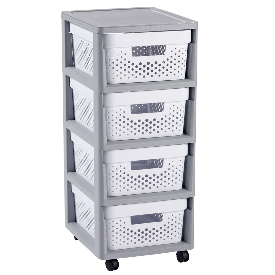 Curver Infinity Openwork Storage Tower with 4 Drawers 4x 11L White