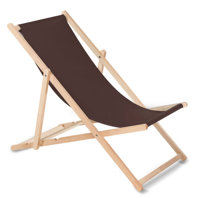 GreenBlue GB183 Classic Folding Lounger in Brown Beech