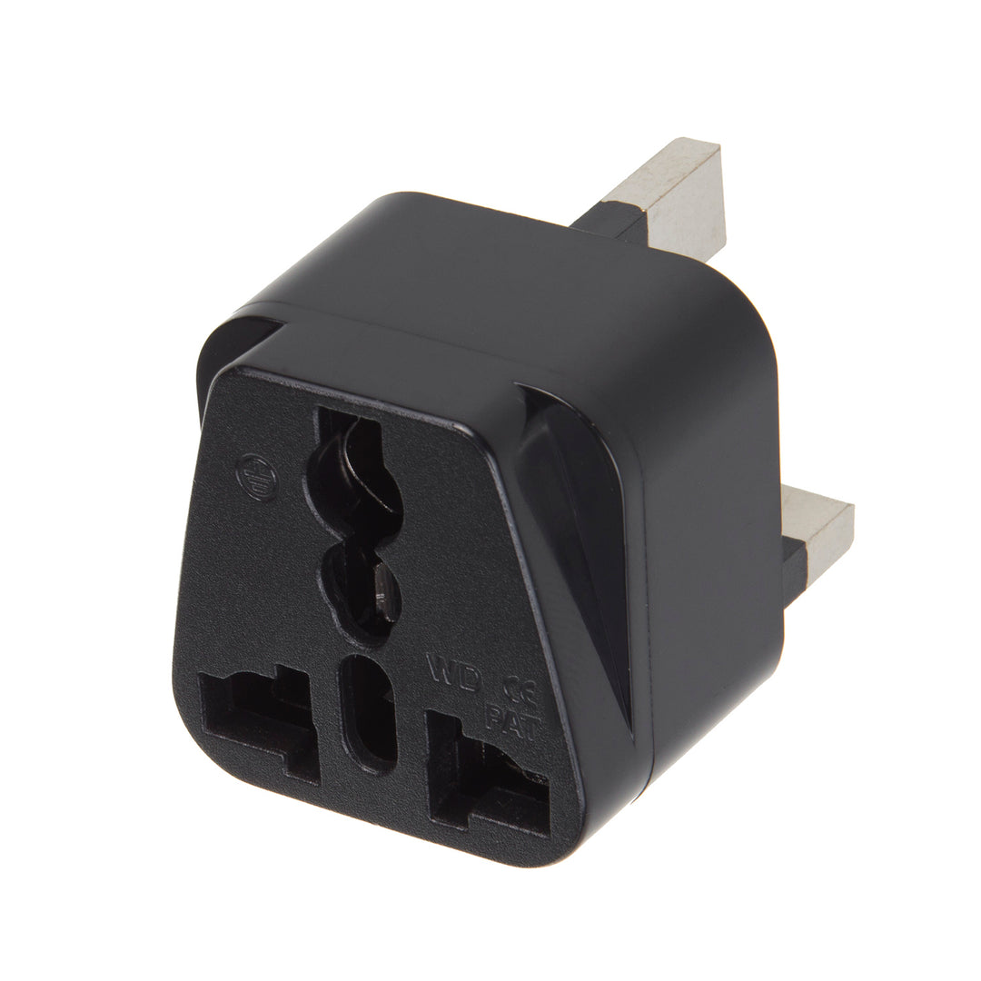 Maclean MCE154 Universal Travel Adapter 2-Pin to 3-Pin Plug GB UK (EU on UK plug) Black