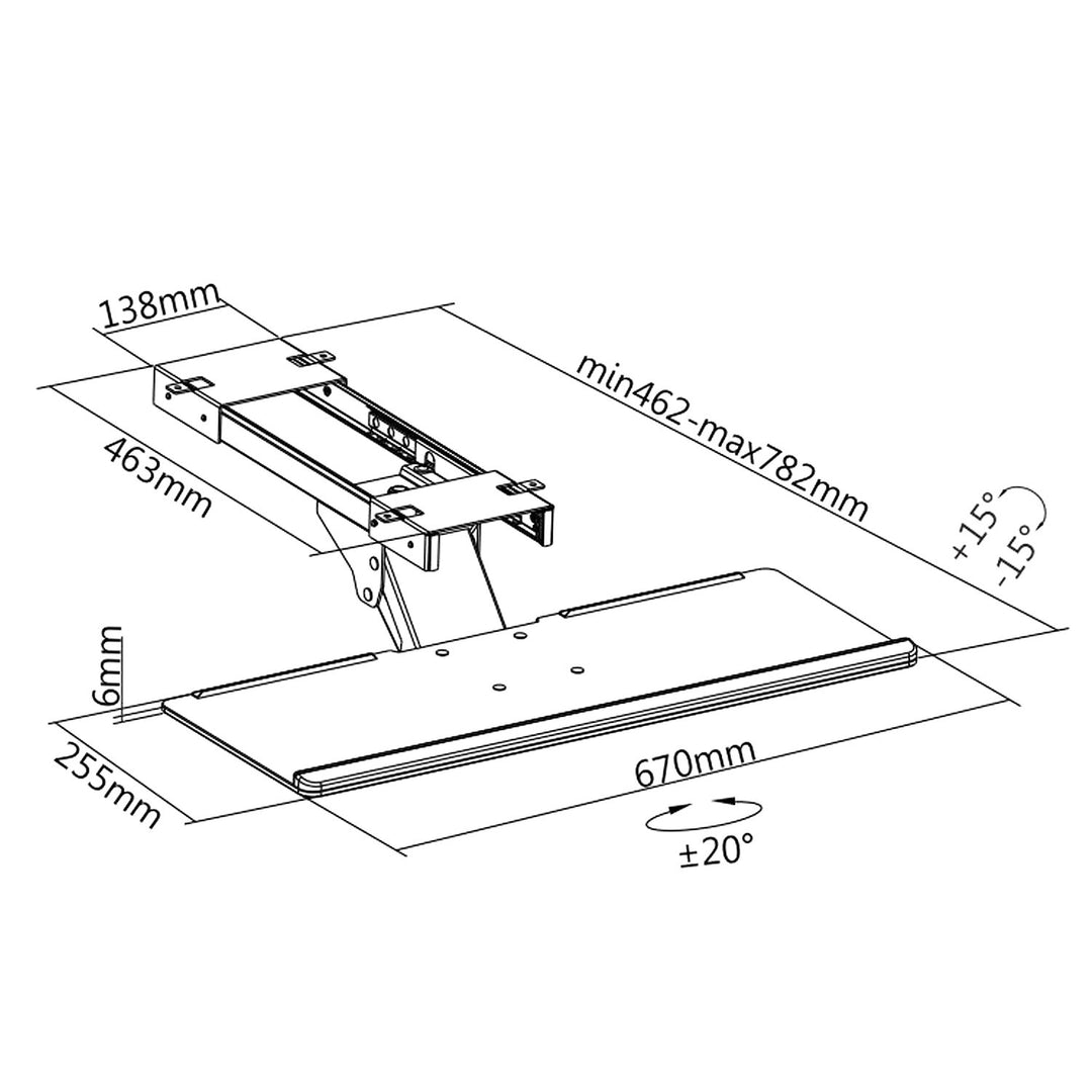 Maclean MC-757 Sealbhóir Deasc Méarchláir Méarchláir agus Luch Faoin Tráidire Deisce 67cm Pad Sealbhóir Dromchla