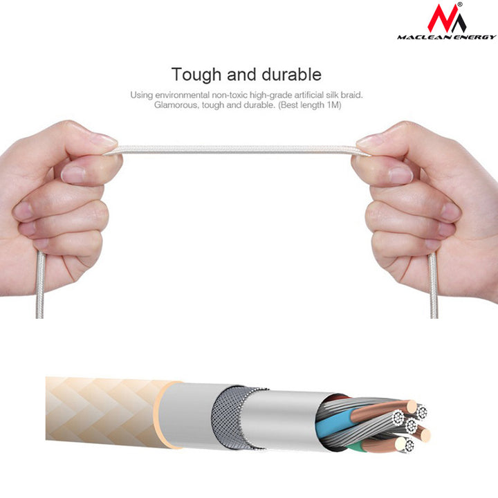 Maclean MCE160 USB microUSB Magnetic Metal Cable Charging Data Transfer iOS Android Lightning 1m