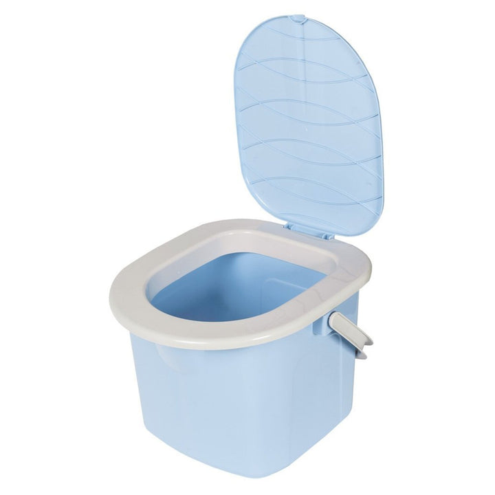 BranQ Portable Toilet Camping Bucket 15.5L Festival Outdoor Trip with Lid Handle Seat, Blue