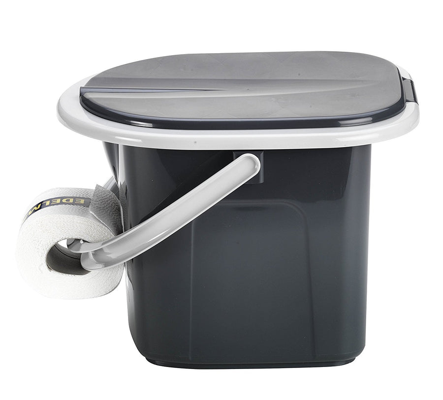 BranQ Portable Toilet Camping Bucket 15.5L Festival Outdoor Trip with Lid Handle Seat, Blue
