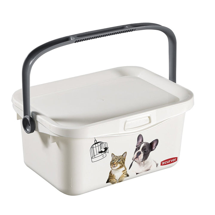 Curver Petlife Multiboxx 3L Bosca Coimeádán Stórála Bia Peataí Buicéad Lidded le Láimhseáil do Mhadraí Cait