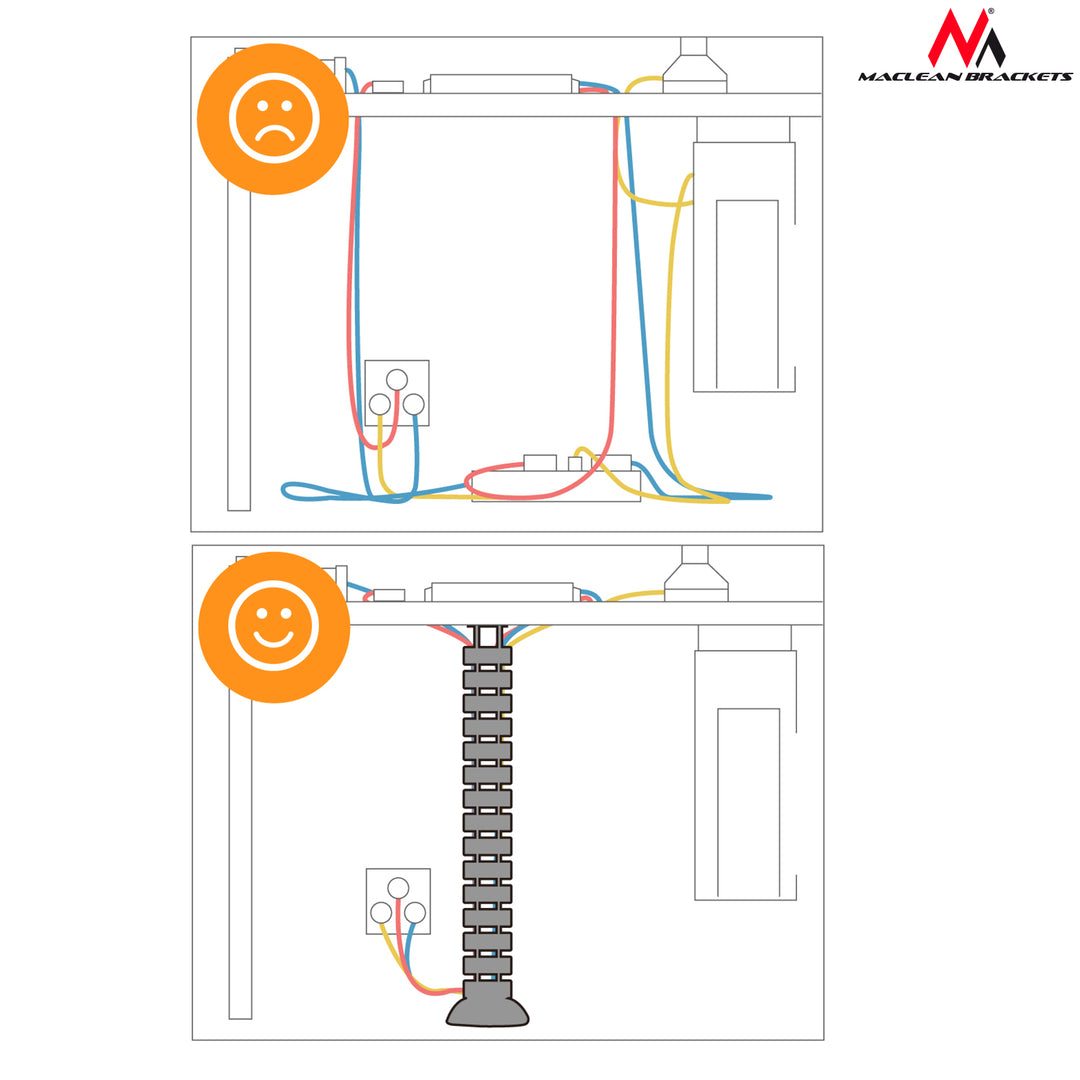 Maclean MC-768 B Cable Organizer Cable Management Cable For Desk With Long Regulation