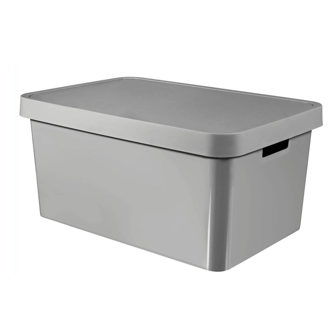 Curver 233941 Infinity Lidded Storage Box 45L Grey with Handles