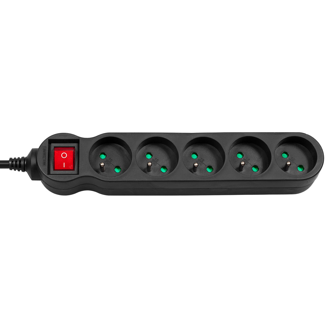 Maclean Energy MCE185  5-way Socket with pin earth Extension Cord 5 m Black