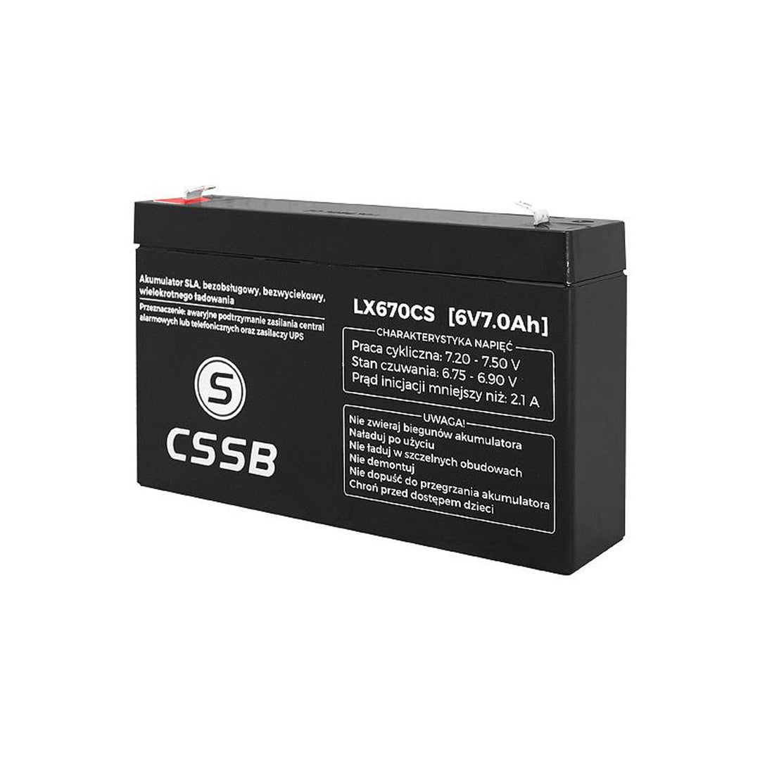 AGM gel maintenance-free battery model CSSB 6V 7Ah