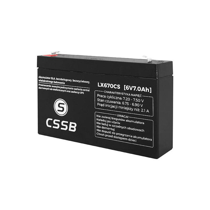 AGM gel maintenance-free battery model CSSB 6V 7Ah