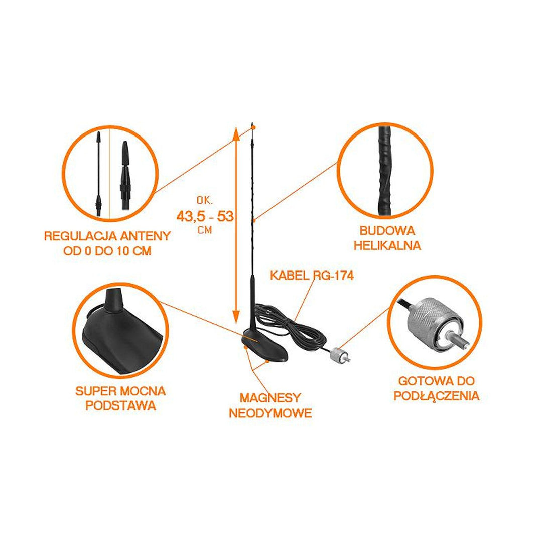 Wilson Little Will Magnetic  Antenna CB 26-28.5 MHz 50 ohm Impedance