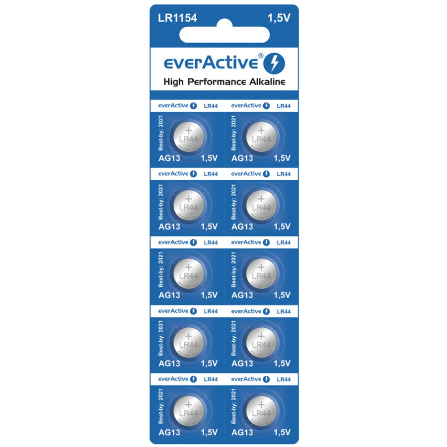 10x G13 LR44 alkaline battery mini everActive Button batteries