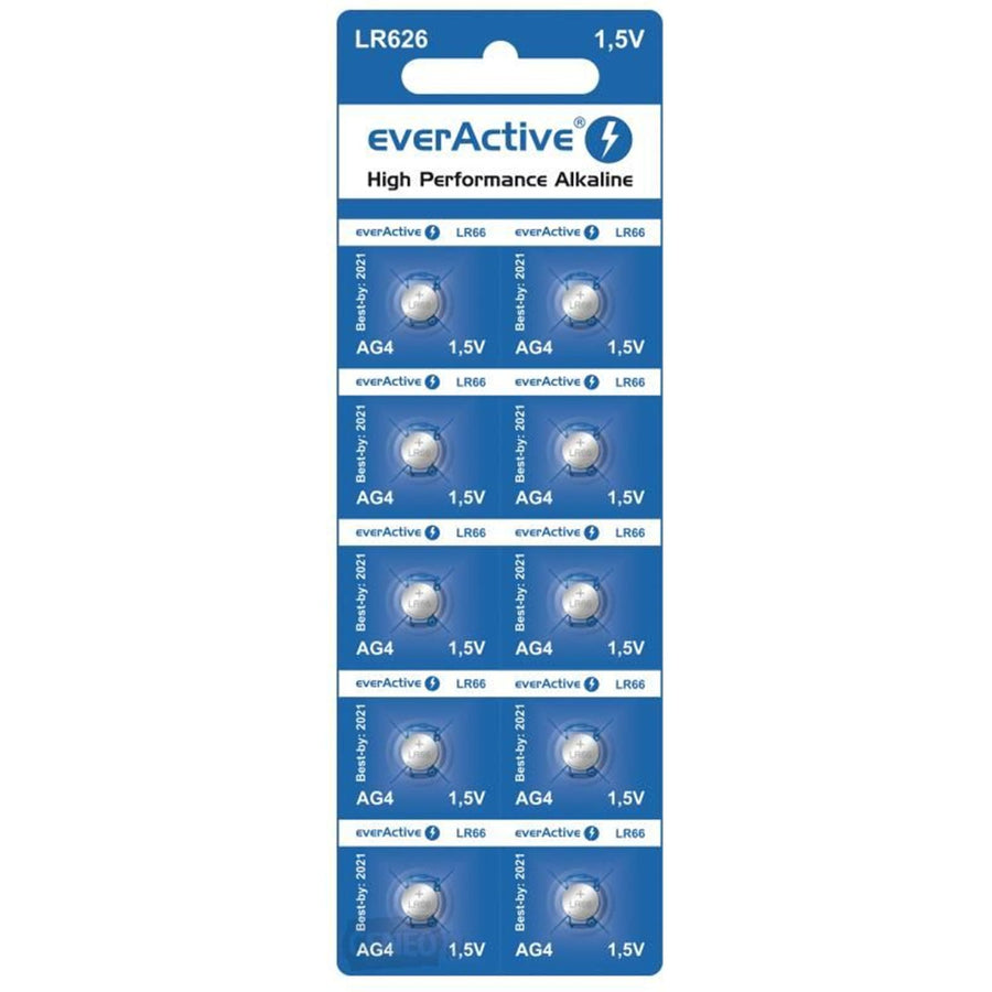 10x in blister battery AG4 G4 LR626 LR66 BL166 everActive