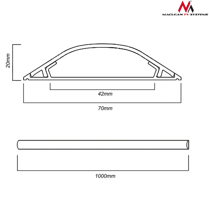 Maclean MCTV-674 Self-Adhesive Floor Cable Cover 1m Organiser Masking Panel Cord Lead Half Round Sturdy