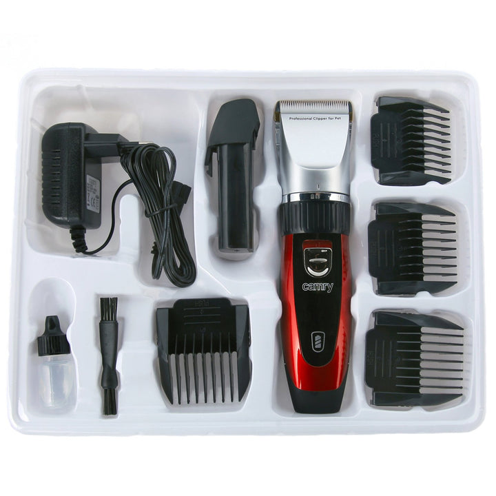 Camry CR2821 Hair Clipper for Pet Dog Animals Cat with Titanium Head Professional Exchengable Heads USB Rechargeable 4 Comb Attachments