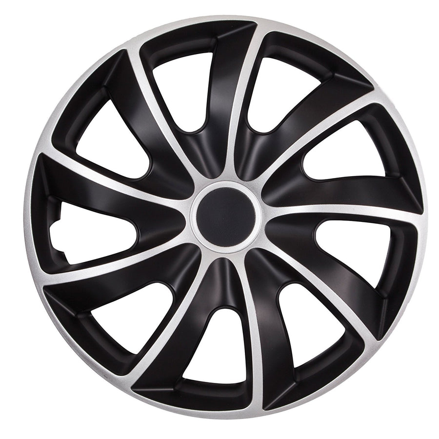 Universal hubcaps 16" QUAD BICOLOR black and silver 4 pieces