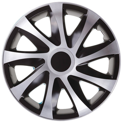 NRM Universal Wheel Covers 15" Black and Silver Sport Wheel Covers Hub Caps