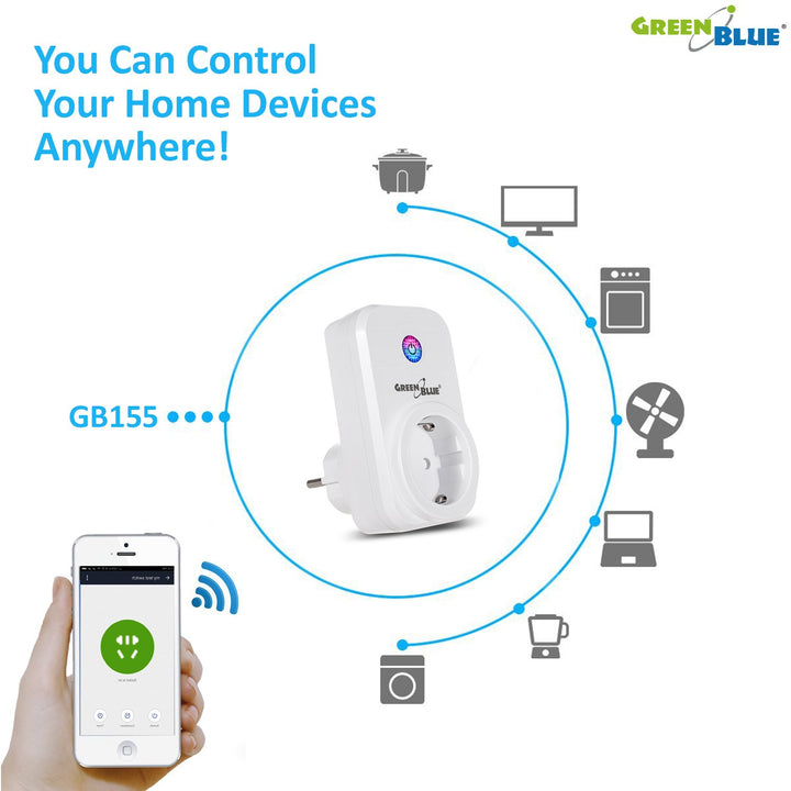 GreenBlue GB155G - An Ghearmáin Uaineadóir Gan Sreang Cianrialú Alexa App Power Switch