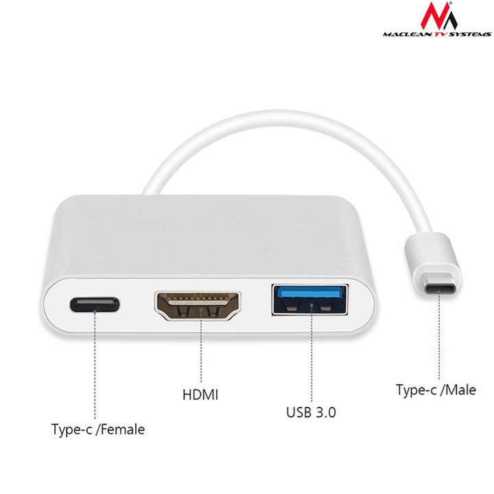 Maclean MCTV-840 USB-C - HDMI / USB 3.0 / Mol Adapter USB-C