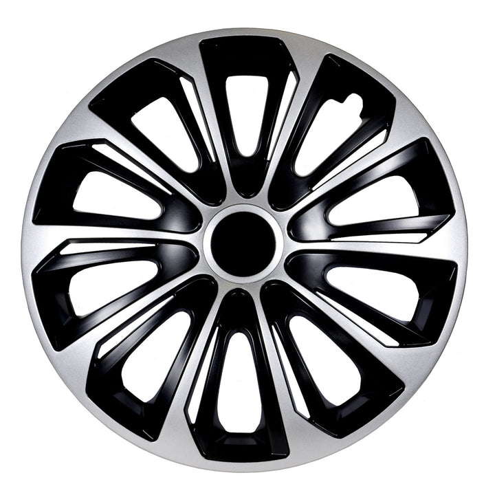 Universal hubcaps 16" NRM STRONG Duocolor black and silver 4 pieces