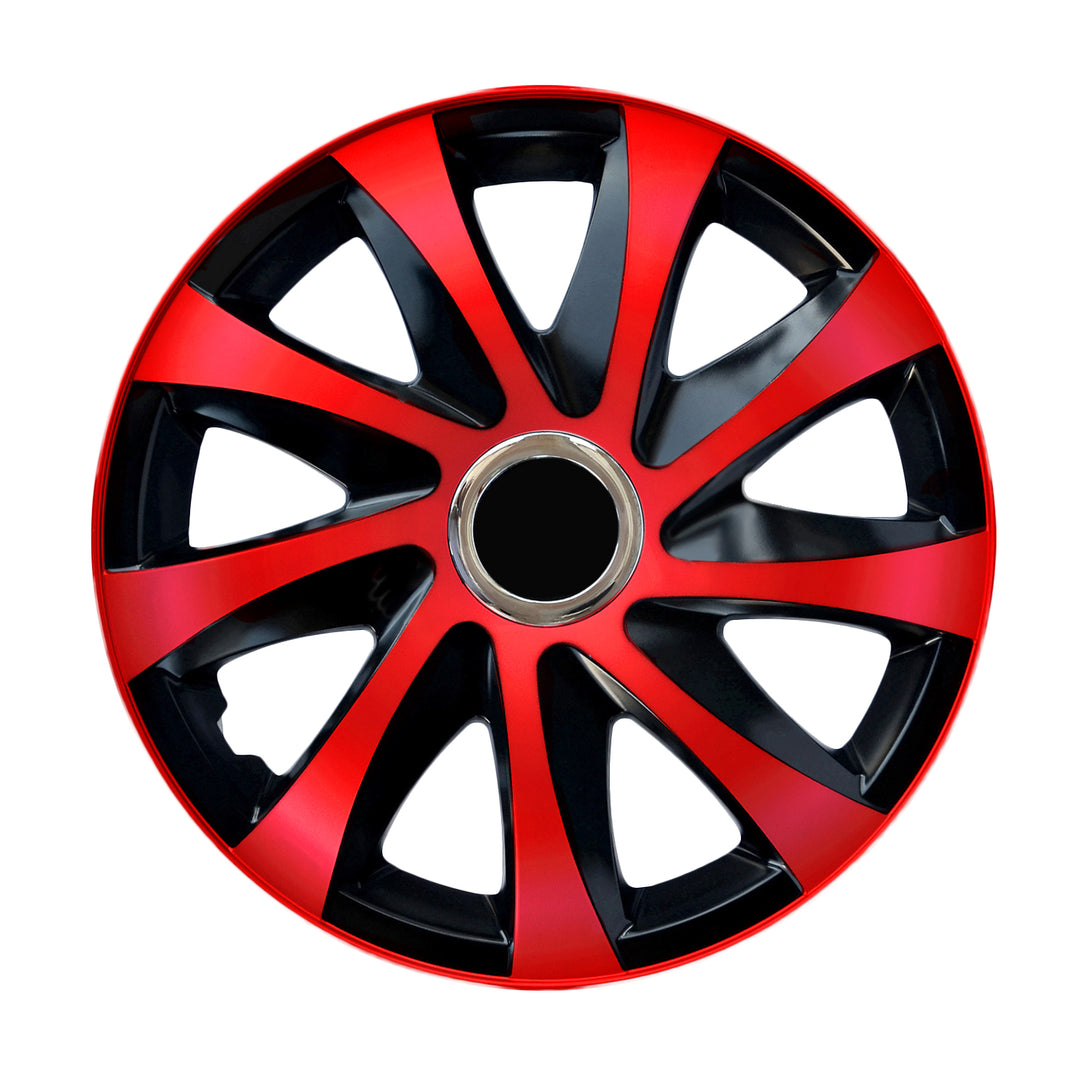 NRM Universal Wheel Trims Covers 15" 4 PCS Red-Black Premium