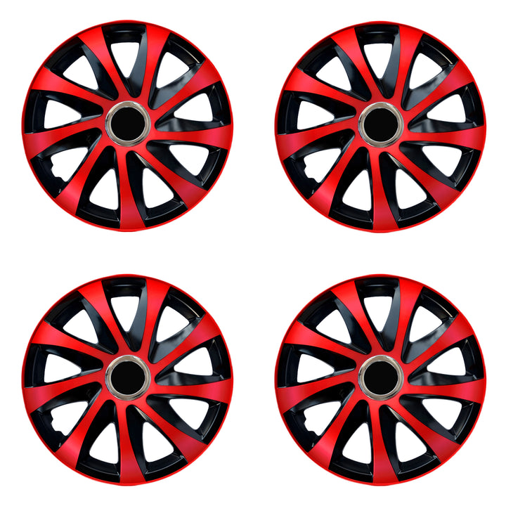 NRM DRIFT Extra red/black 15" universal hubcaps 4 pieces