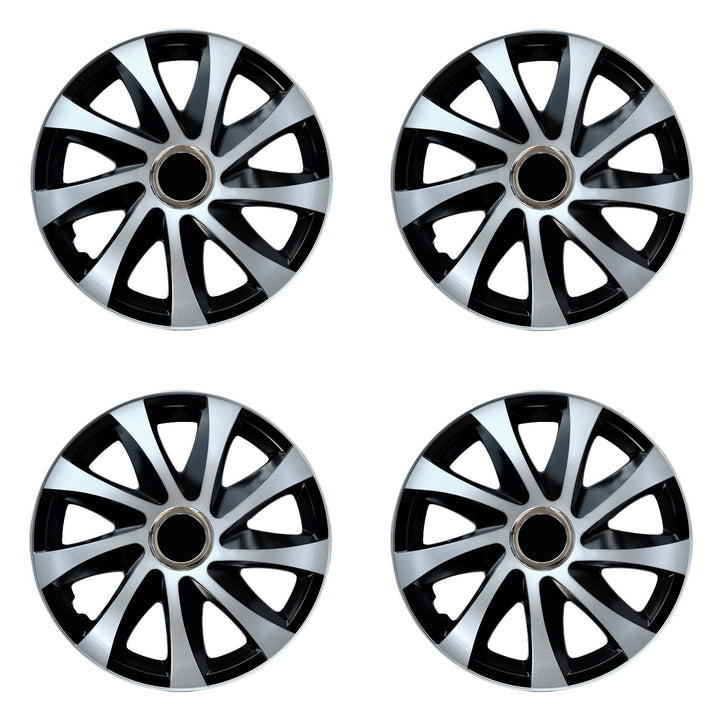 NRM DRIFT Extra silver/black 16" universal hubcaps 4 pieces