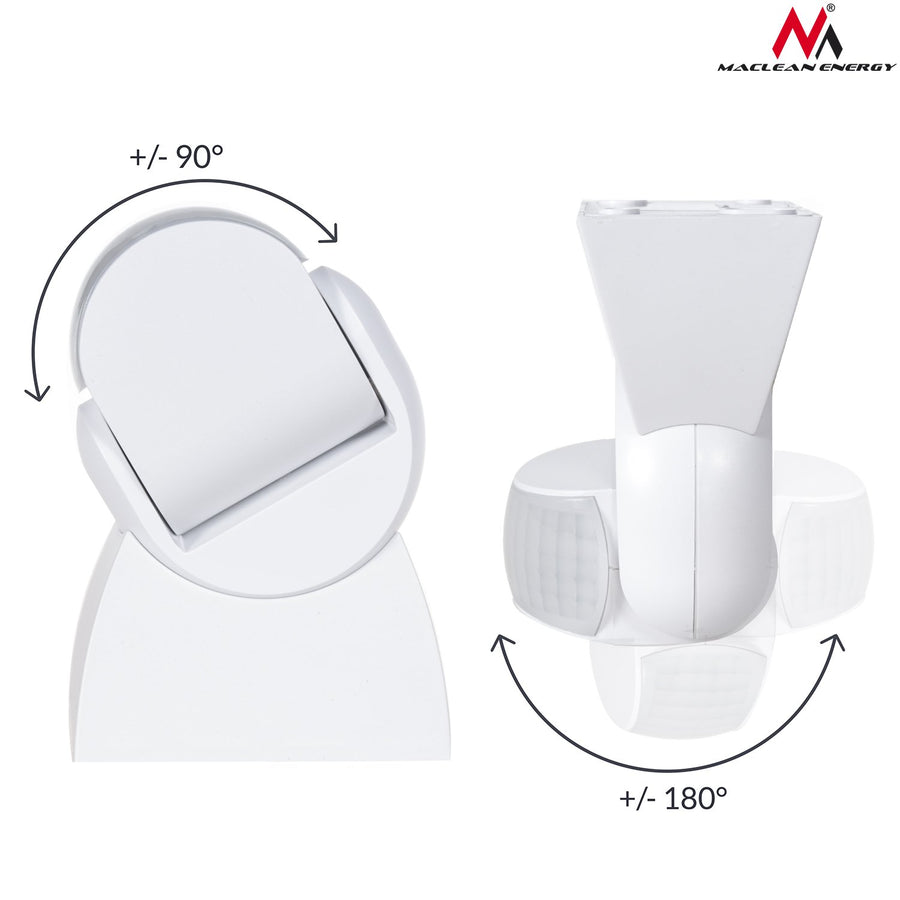 Infrared Motion Detector PIR Modern Range 12m Color White IP65 Maclean Energy MCE201W