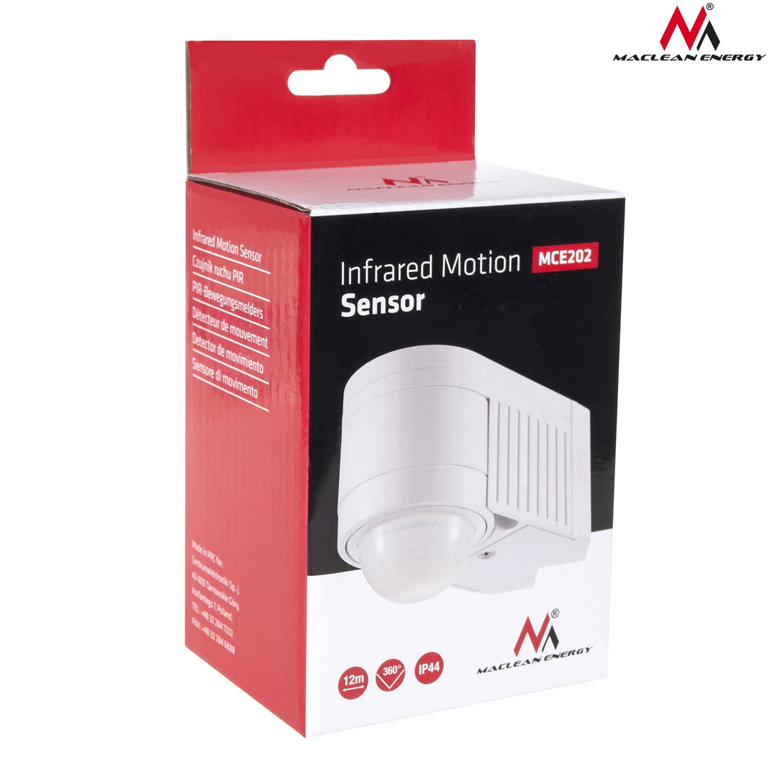 Infrared motion sensor pir modern Maclean Energy MCE202 range 12m 360°