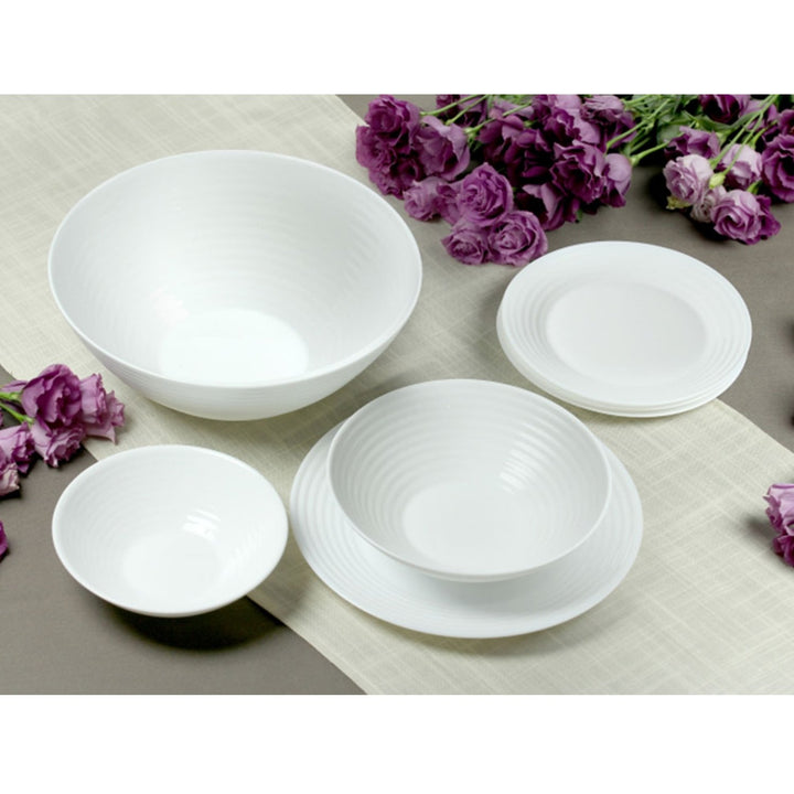 19 PCS Dining Set Plate Bowl Service for 6 People Glass Microwave Dishwasher Safe