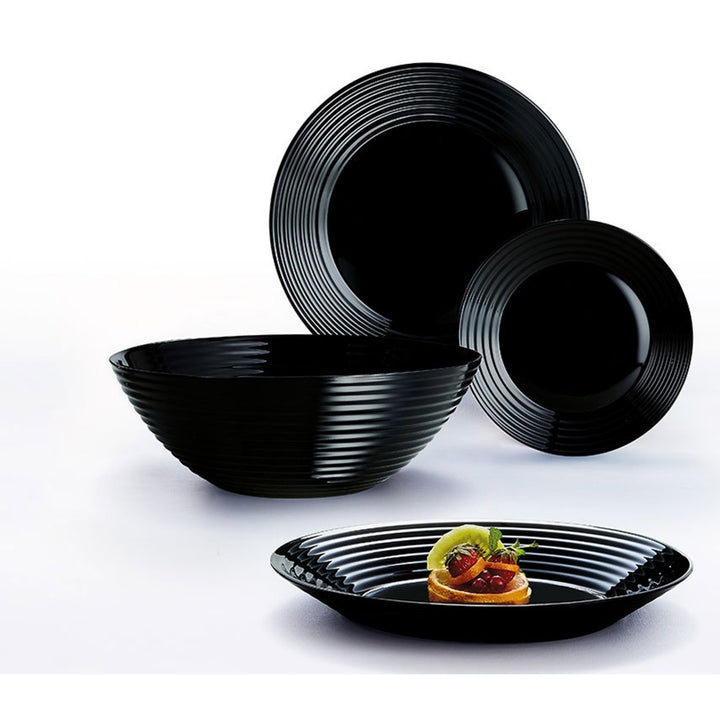 Dinner Set Tableware 19 PCS Dinner Dessert Plate Slad Soup Bowl Service for 6 People Black