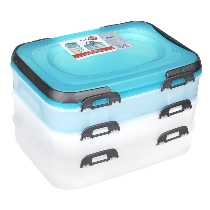 Food Container 3 Tray Removable Storage Mix Random Colour Lid Foldable Handle