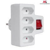 Four-phase power socket with switch Maclean Energy MCE217 4x2,5A universal plug