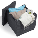 Keter Allibert Garden Cube Seat and Storage Box with Cushion, Polyrattan Structure, Grey