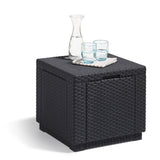 Keter Allibert Garden Cube Seat and Storage Box with Cushion, Polyrattan Structure, Grey
