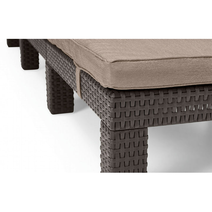Keter Daytona Reclining Sun Lounger with Cushion - Dark Brown - Rattan Style - Elegant and Durable