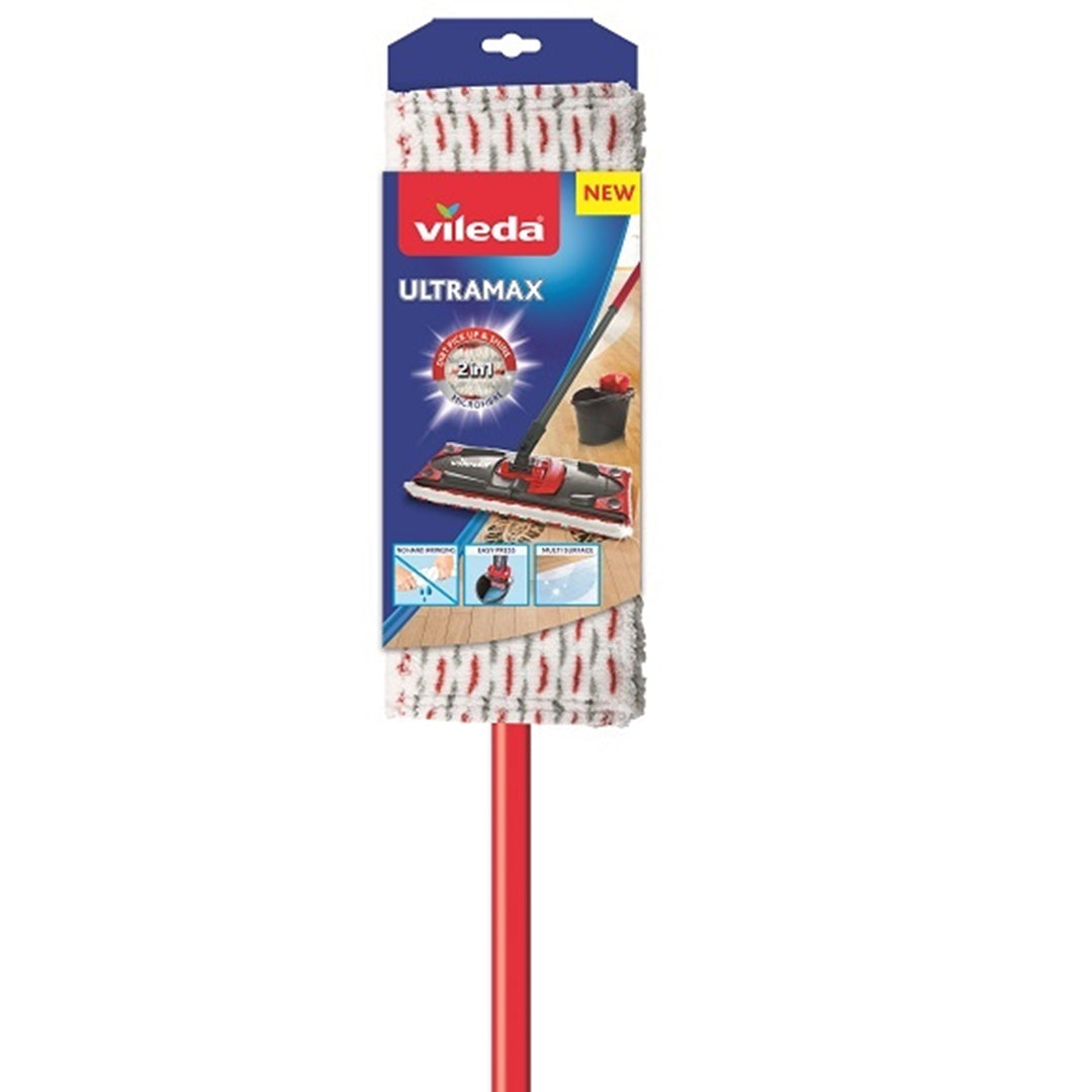 Vileda 155741 Vileda Flat Mop Ultramax Telescopic Pole Handle Stick Microfibre Pad Adjustable Rod