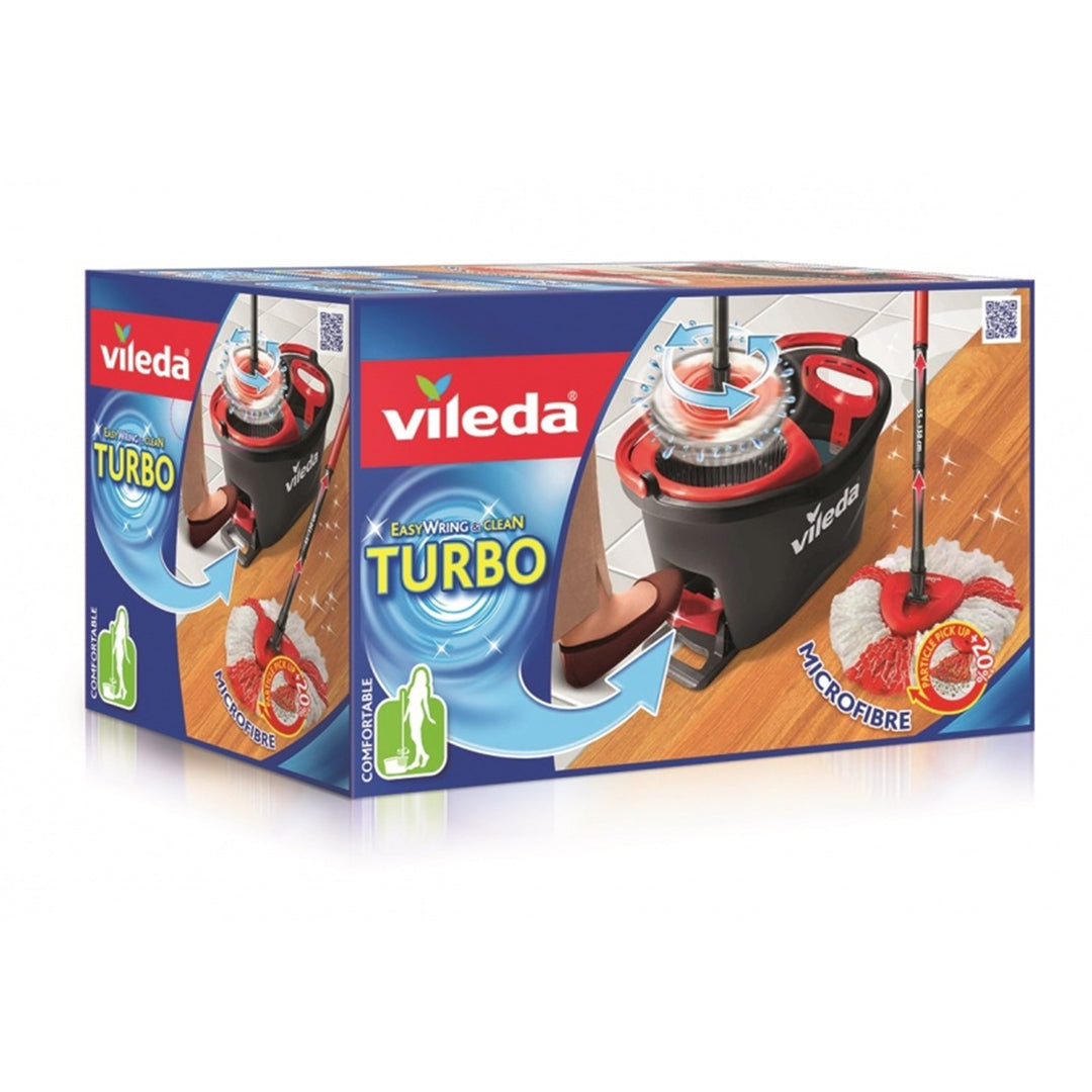 Vileda 151153 Vileda Rotary Mop Set Bucket Easy Wring &amp; Clean Turbo Microfibre Head Handle