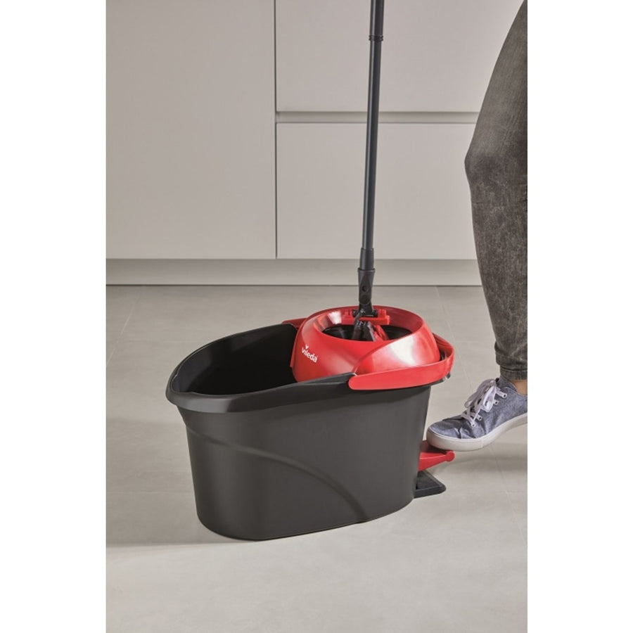 Vileda 163425 Vileda Ultramax Turbo Flat Mop Bucket Set Microfibre Head Clening Floor 2in1