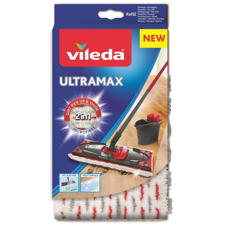 Vileda 155747 Vileda Ultramax 2in1 Pad Athsholáthair Mop Ceann Athlíonta Snáithíní Micreathnógacha Micrimhilseogra